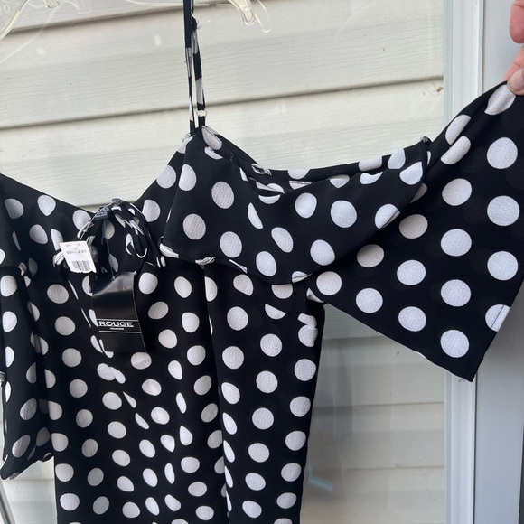 Rogue collection women’s polka dots cold shoulder blouse size 2x - Picture 5 of 7